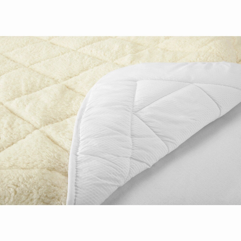 Home Fashion Designs All-Season Two-in-One Reversible Sherpa Fitted Mattress Pad - White