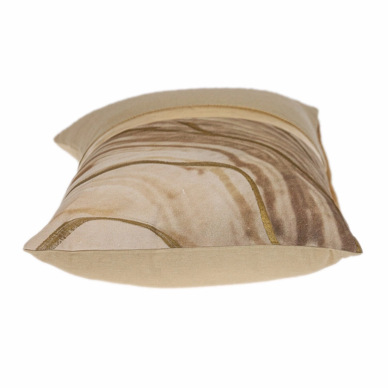 HomeRoots 14" X 20" Beige and Gold Striped Cotton Blend Throw Pillow