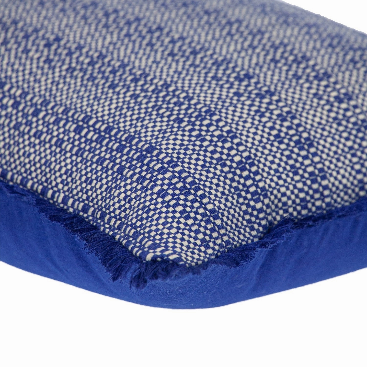 HomeRoots 14" X 20" Blue and White Striped Cotton Throw Pillow With Fringe