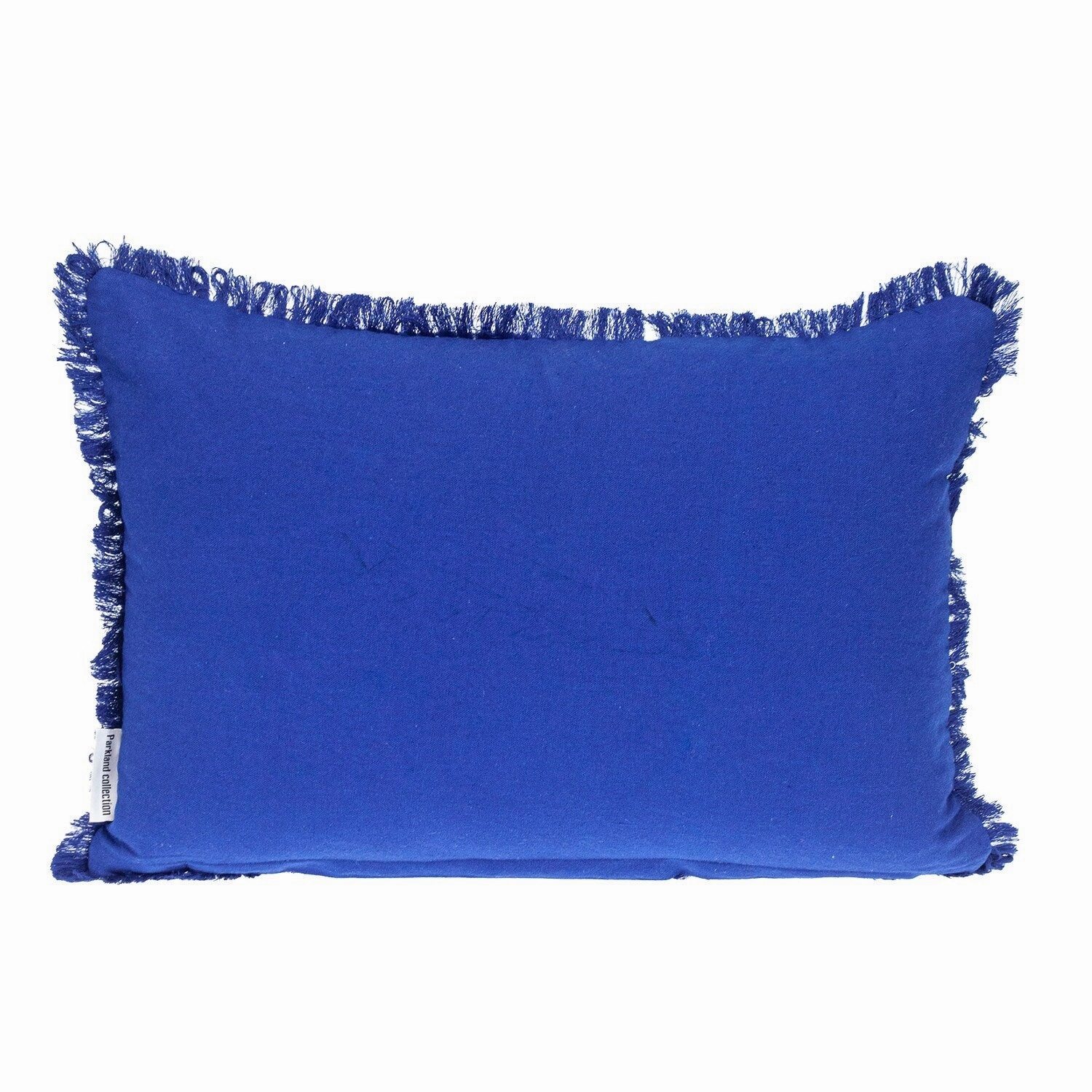 HomeRoots 14" X 20" Blue and White Striped Cotton Throw Pillow With Fringe