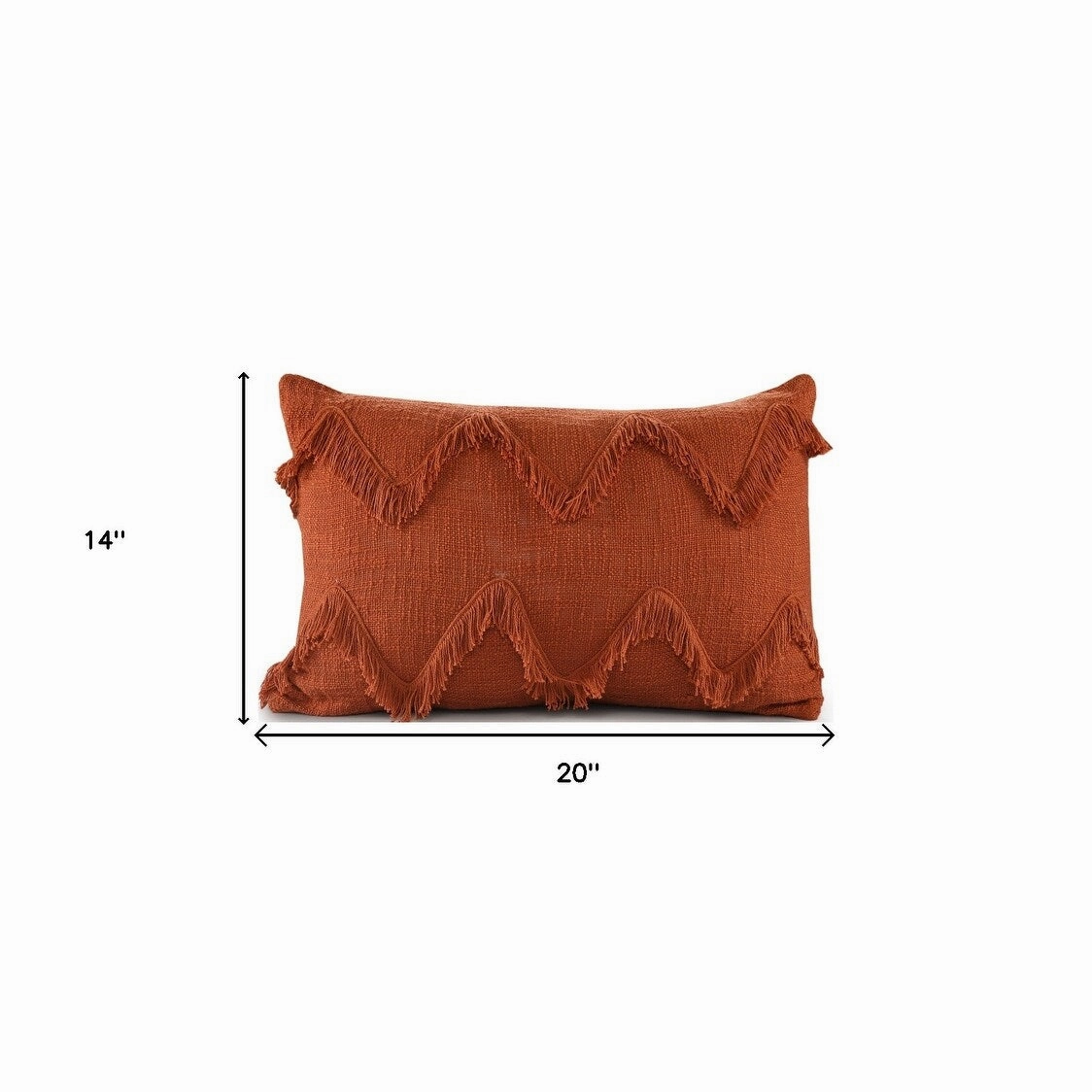 HomeRoots 14" X 20" Cinnamon Chevron Cotton Lumbar Throw Pillow With Texture