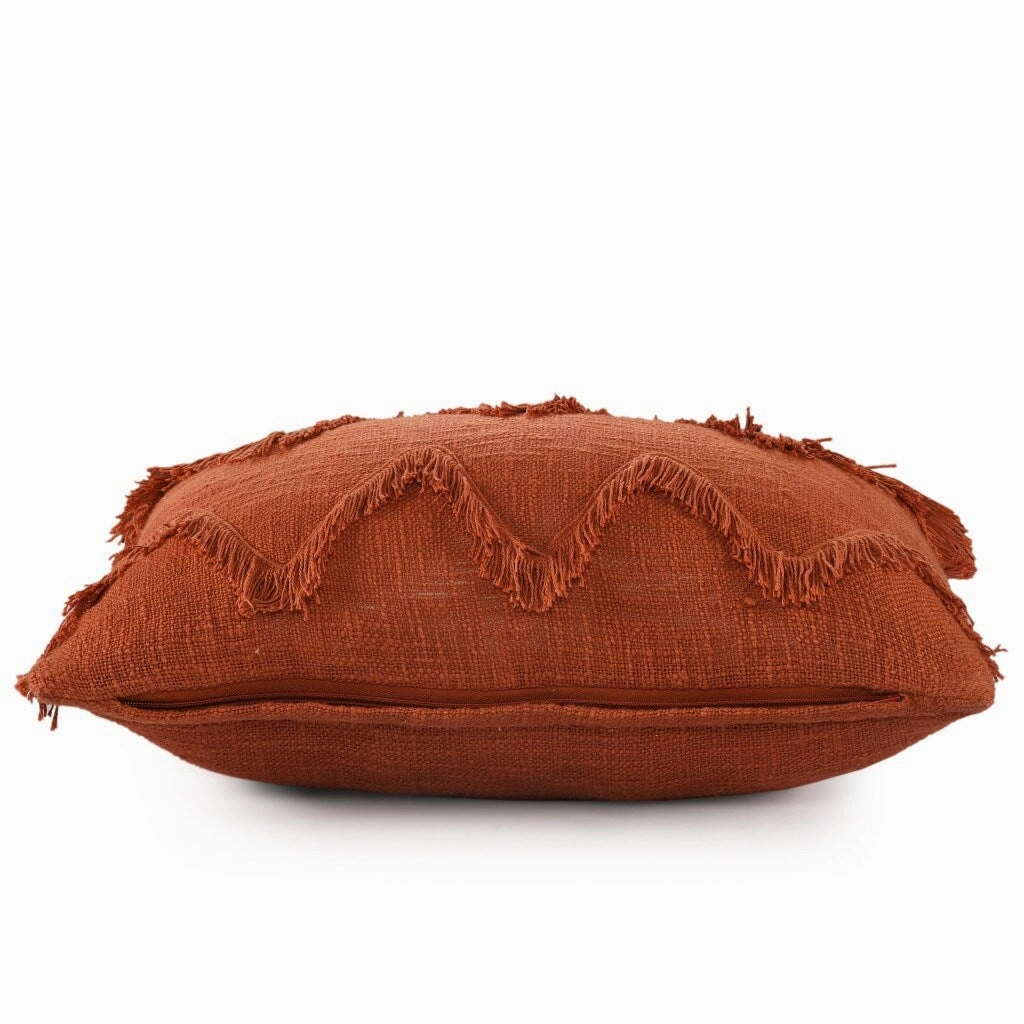 HomeRoots 14" X 20" Cinnamon Chevron Cotton Lumbar Throw Pillow With Texture