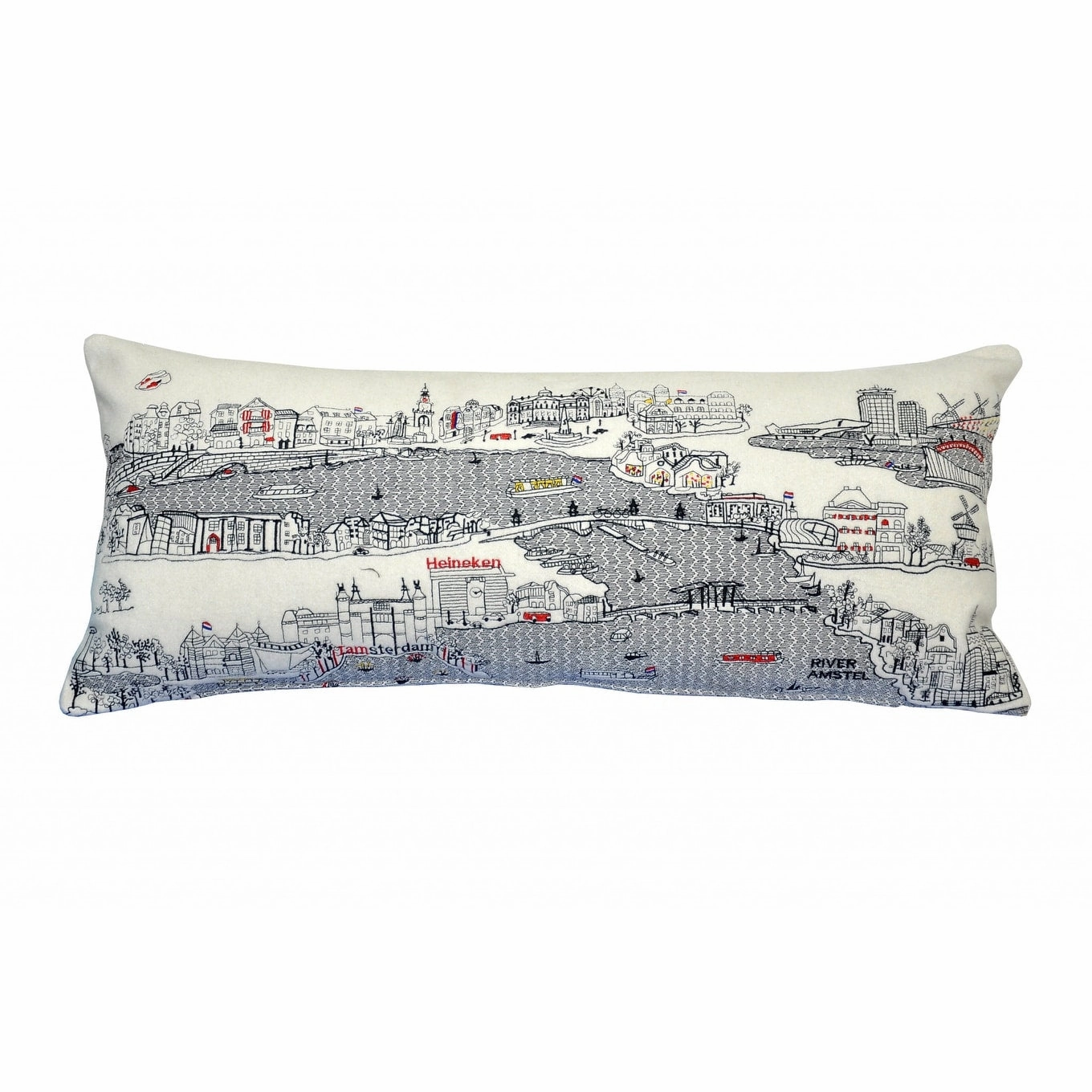 HomeRoots 35" White Amsterdam Daylight Skyline Lumbar Decorative Pillow