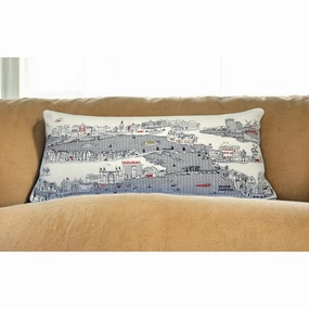 HomeRoots 35" White Amsterdam Daylight Skyline Lumbar Decorative Pillow pillows,bed pillow,sleeping cushion