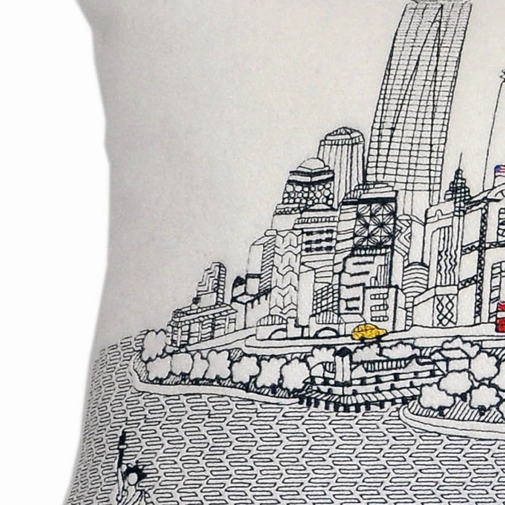 HomeRoots 35" White NYC Daylight Skyline Lumbar Decorative Pillow
