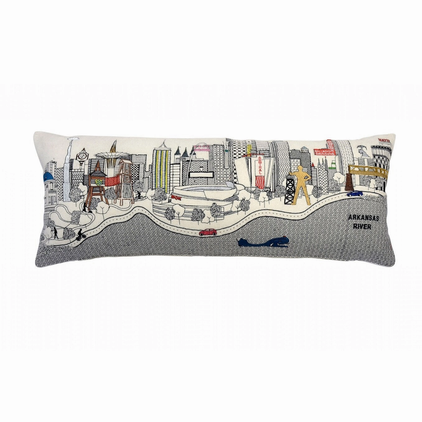 HomeRoots 35" White Tulsa Daylight Skyline Lumbar Decorative Pillow