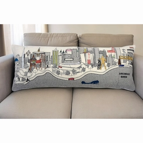 HomeRoots 35" White Tulsa Daylight Skyline Lumbar Decorative Pillow pillows,bed pillow,sleeping cushion