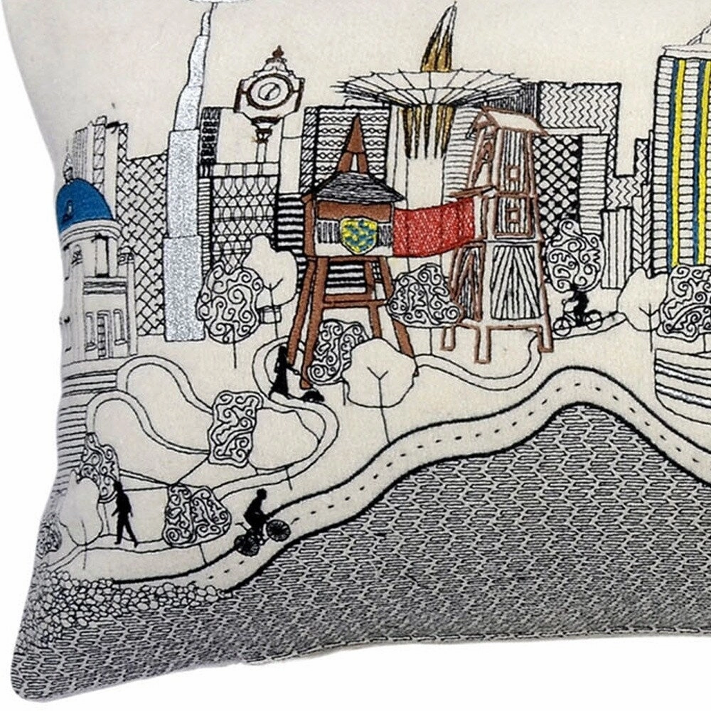 HomeRoots 35" White Tulsa Daylight Skyline Lumbar Decorative Pillow