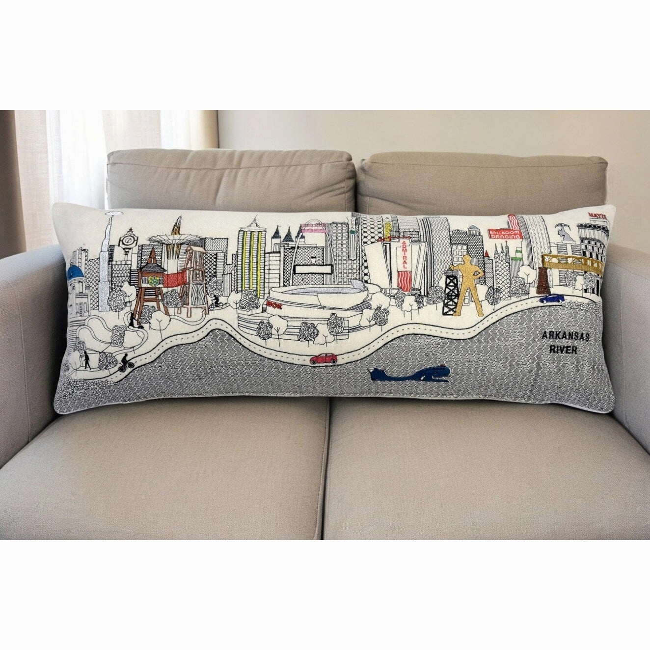 HomeRoots 35" White Tulsa Daylight Skyline Lumbar Decorative Pillow pillows,bed pillow,sleeping cushion