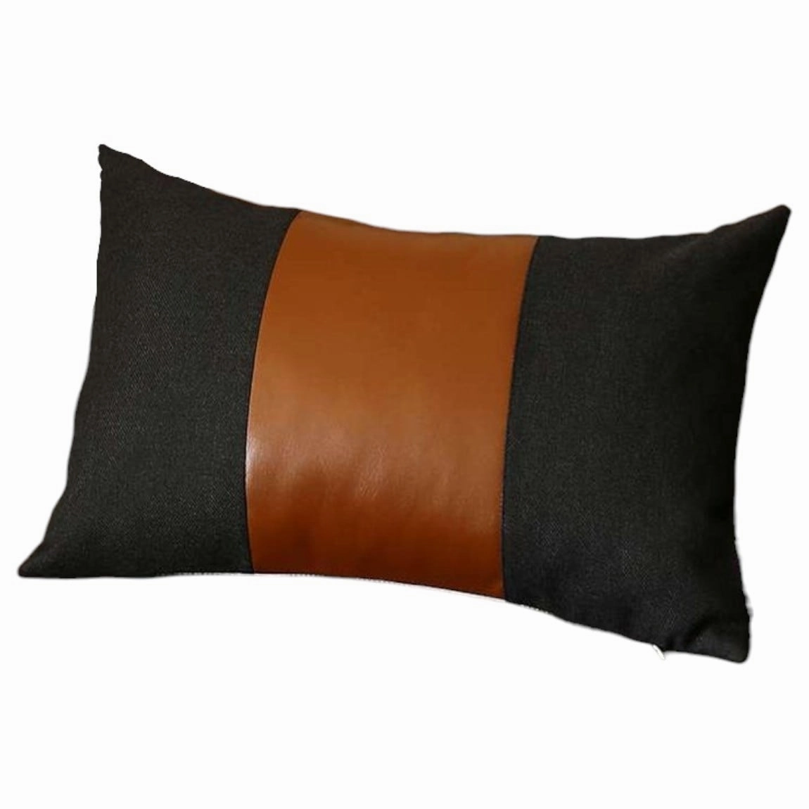 HomeRoots Set Of Two 20" X 12" Black And Brown Polyester Geometric Zippered Pillow