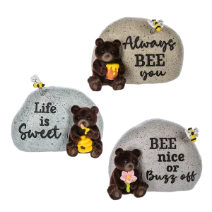 Honey Bear with Bee Hive Mini Garden Stone Figurine Decorative Mirror,Home Decor Mirror