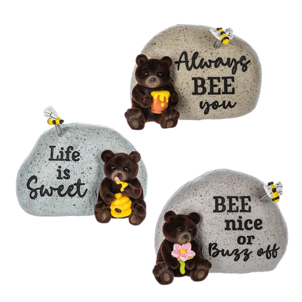 Honey Bear with Bee Hive Mini Garden Stone Figurine Decorative Mirror,Home Decor Mirror