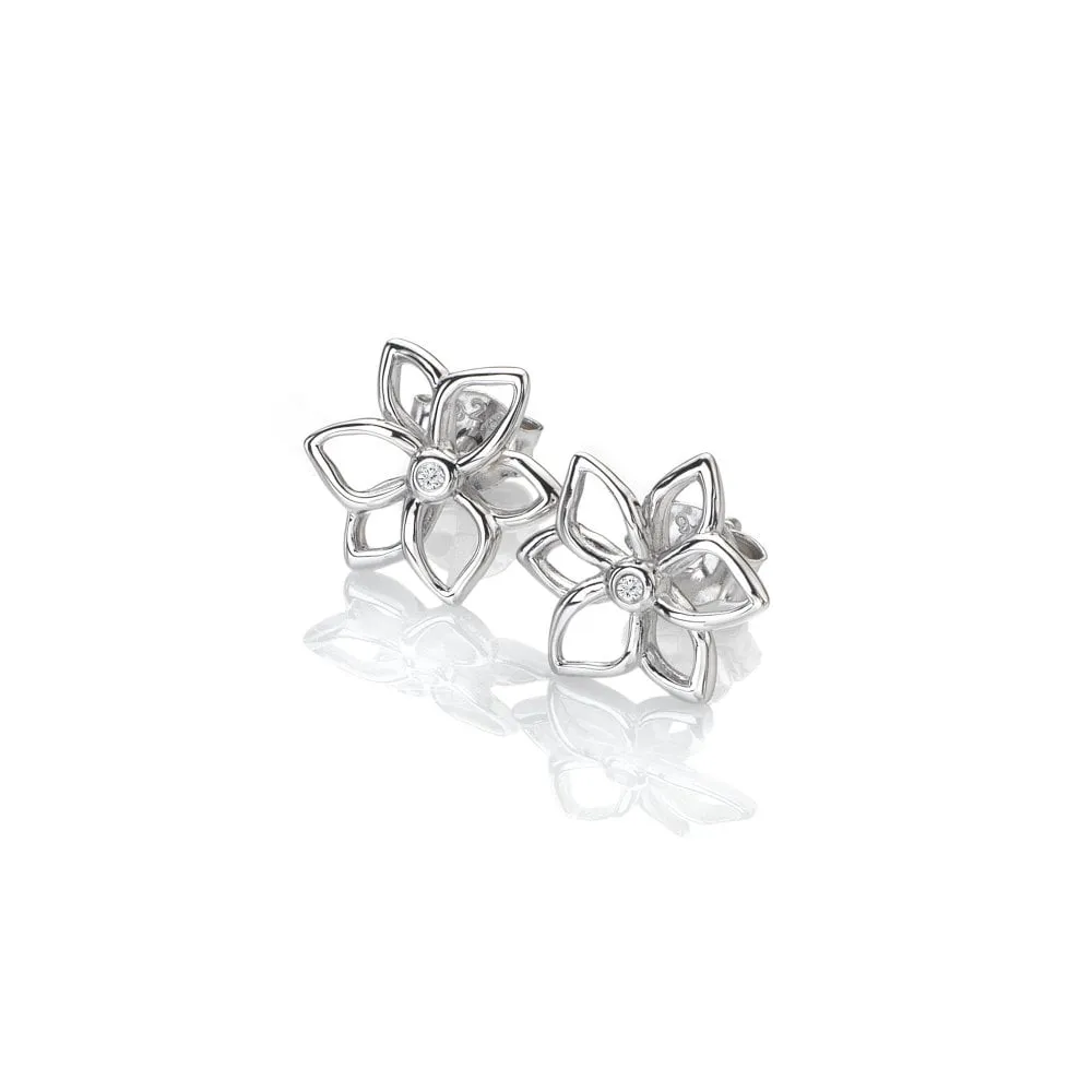 Hot Diamonds Jewellery Hot Diamonds Diamond Amulets Sterling Silver Flower Earrings