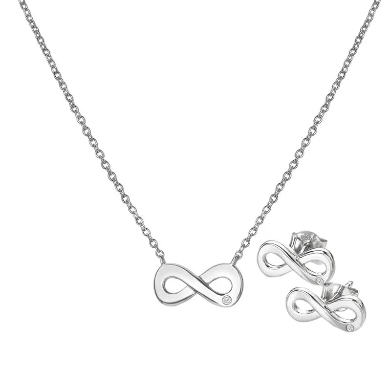 Hot Diamonds Jewellery Hot Diamonds Diamond Amulets Sterling Silver Infinity Pendant Earrings Set
