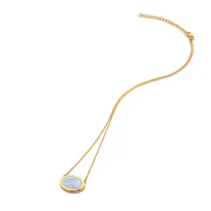 Hot Diamonds Jewellery Hot Diamonds Gold Plated Sterling Silver Blue Lace Agate Oval Necklace