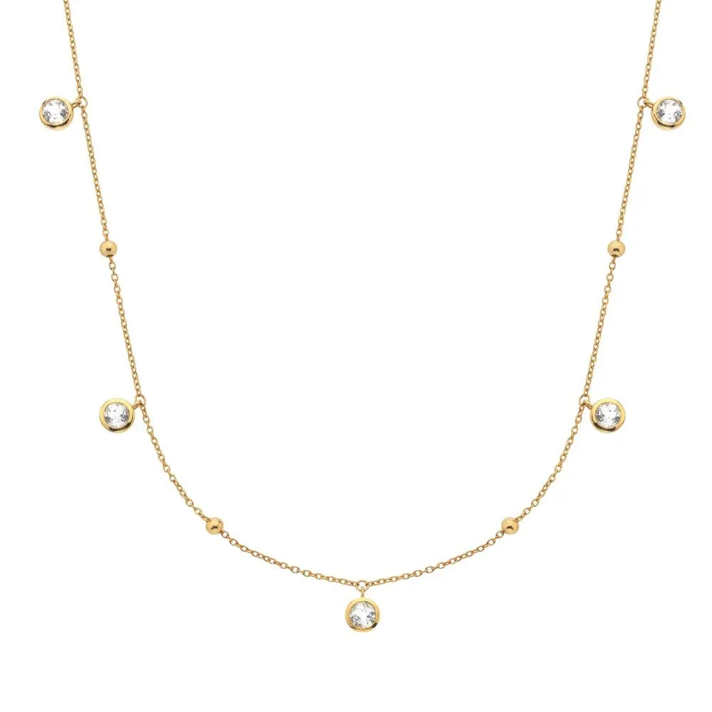 Hot Diamonds Jewellery Hot Diamonds Gold Plated Sterling Silver Droplet White Topaz Necklace
