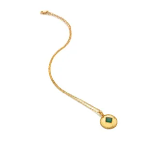 Hot Diamonds Jewellery Hot Diamonds Gold Plated Sterling Silver Green Agate Coin Necklace