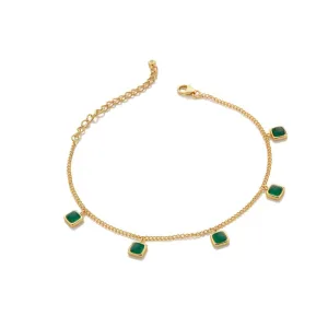 Hot Diamonds Jewellery Hot Diamonds Gold Plated Sterling Silver Green Agate Square Bracelet