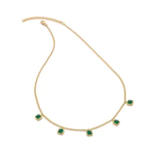 Hot Diamonds Jewellery Hot Diamonds Gold Plated Sterling Silver Green Agate Square Necklace