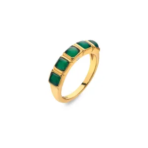 Hot Diamonds Jewellery Hot Diamonds Gold Plated Sterling Silver Green Agate Square Ring