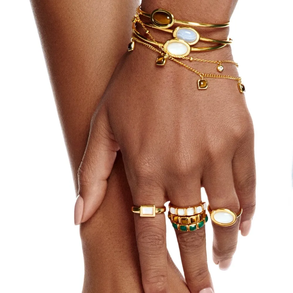 Hot Diamonds Jewellery Hot Diamonds Gold Plated Sterling Silver Green Agate Square Ring