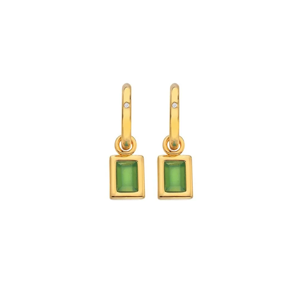 Hot Diamonds Jewellery Hot Diamonds Gold Plated Sterling Silver Green Chalcedony Rectangle Earrings