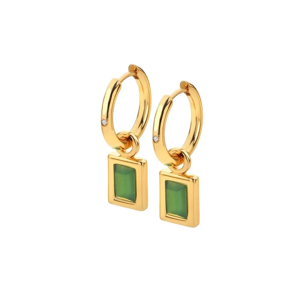 Hot Diamonds Jewellery Hot Diamonds Gold Plated Sterling Silver Green Chalcedony Rectangle Earrings