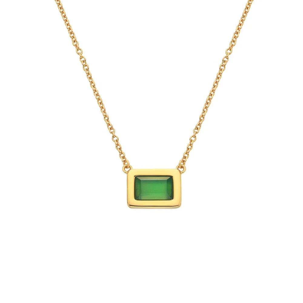 Hot Diamonds Jewellery Hot Diamonds Gold Plated Sterling Silver Green Chalcedony Rectangle Necklace