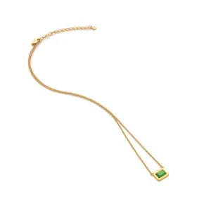Hot Diamonds Jewellery Hot Diamonds Gold Plated Sterling Silver Green Chalcedony Rectangle Necklace