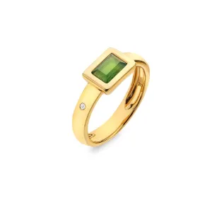 Hot Diamonds Jewellery Hot Diamonds Gold Plated Sterling Silver Green Chalcedony Rectangle Ring