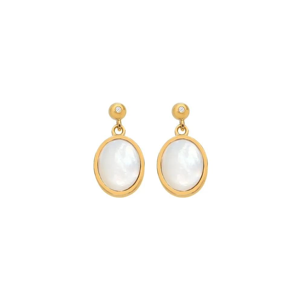 Hot Diamonds Jewellery Hot Diamonds Gold Plated Sterling Silver Mother Of Pearl Oval Earrings