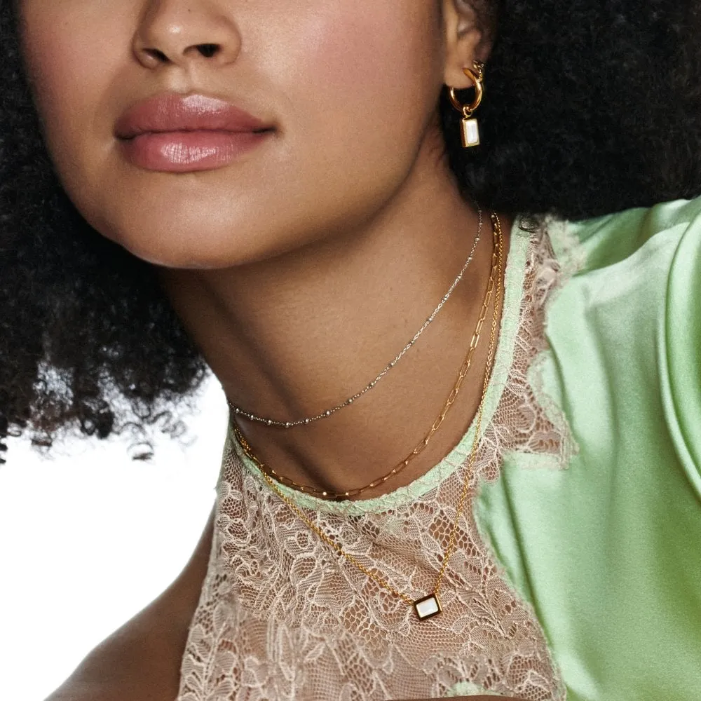 Hot Diamonds Jewellery Hot Diamonds Gold Plated Sterling Silver Mother Of Pearl Rectangle Necklace
