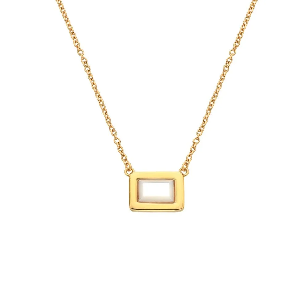 Hot Diamonds Jewellery Hot Diamonds Gold Plated Sterling Silver Mother Of Pearl Rectangle Necklace