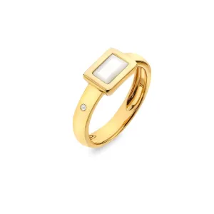 Hot Diamonds Jewellery Hot Diamonds Gold Plated Sterling Silver Mother Of Pearl Rectangle Ring