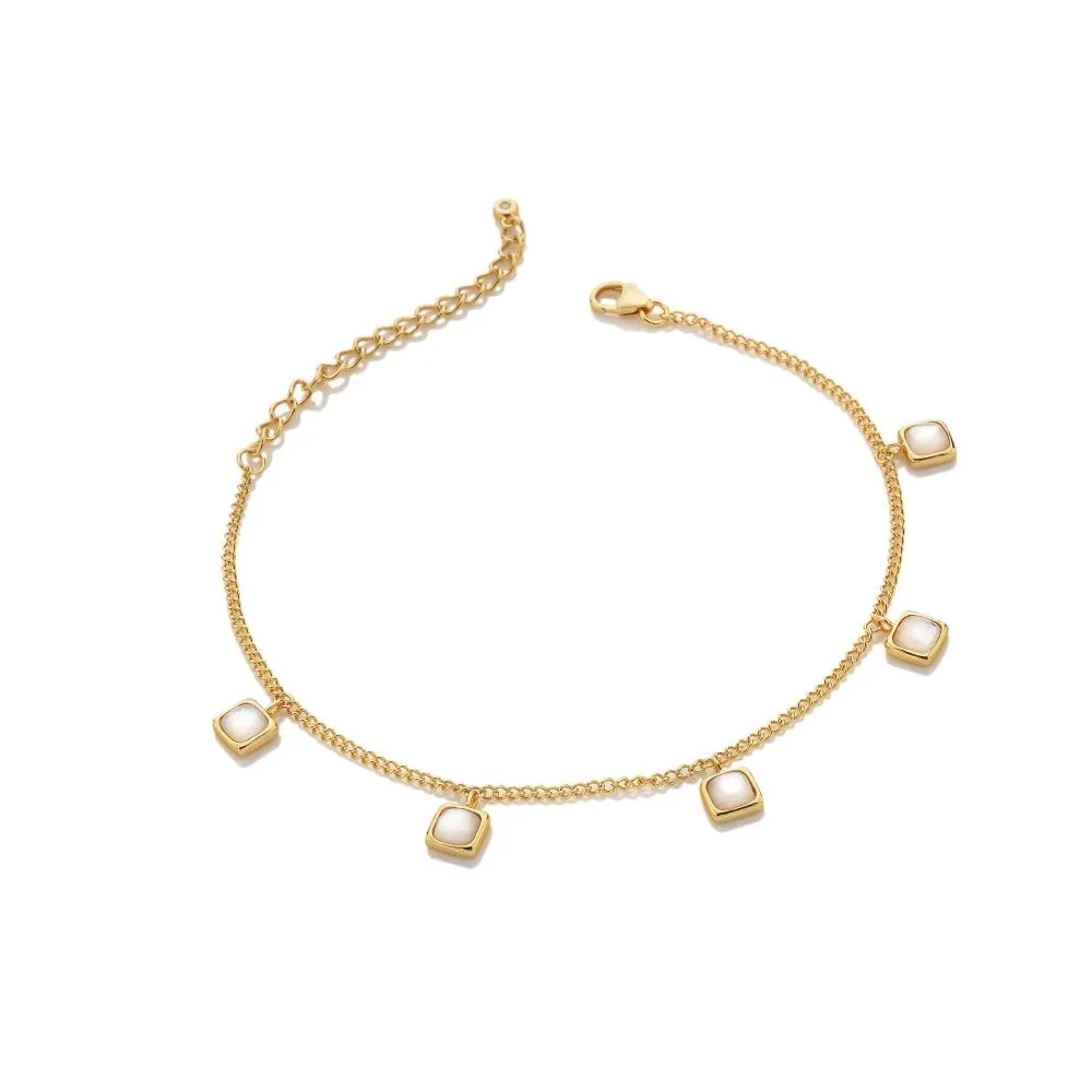 Hot Diamonds Jewellery Hot Diamonds Gold Plated Sterling Silver Mother Of Pearl Square Bracelet
