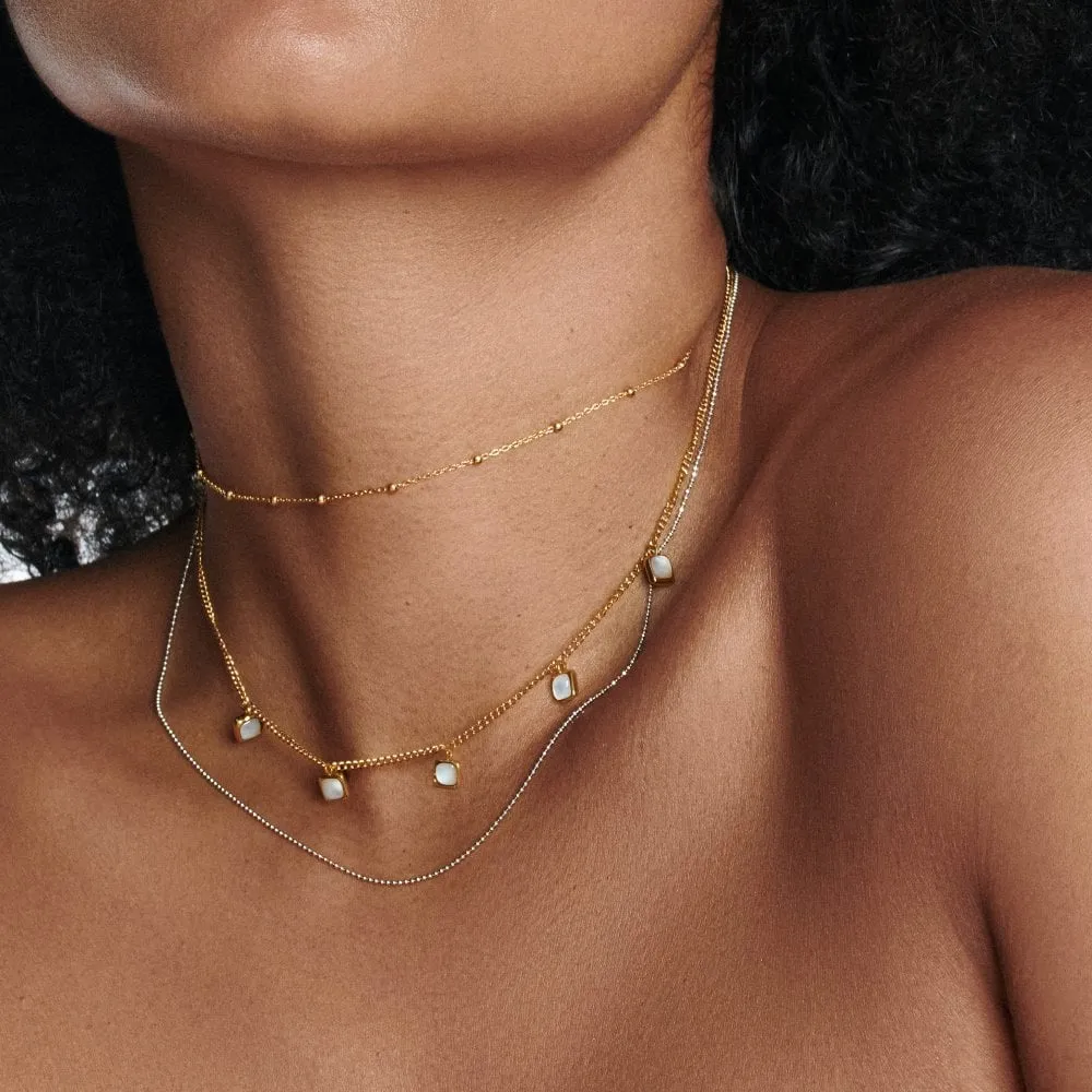 Hot Diamonds Jewellery Hot Diamonds Gold Plated Sterling Silver Mother Of Pearl Square Necklace