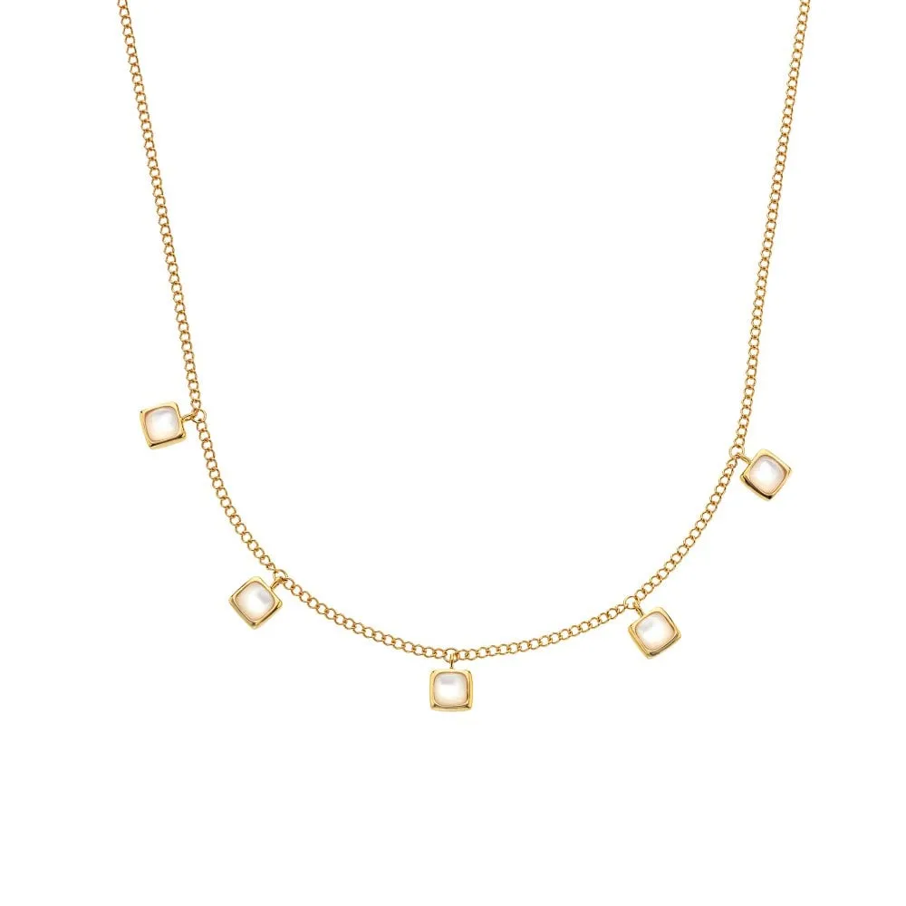 Hot Diamonds Jewellery Hot Diamonds Gold Plated Sterling Silver Mother Of Pearl Square Necklace