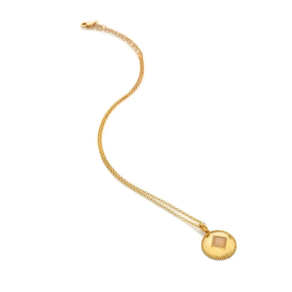 Hot Diamonds Jewellery Hot Diamonds Gold Plated Sterling Silver Pink Quartz Coin Necklace