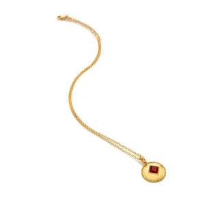Hot Diamonds Jewellery Hot Diamonds Gold Plated Sterling Silver Red Agate Coin Necklace