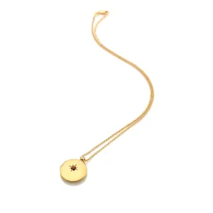 Hot Diamonds Jewellery Hot Diamonds Gold Plated Sterling Silver Red Agate Starburst Locket Necklace
