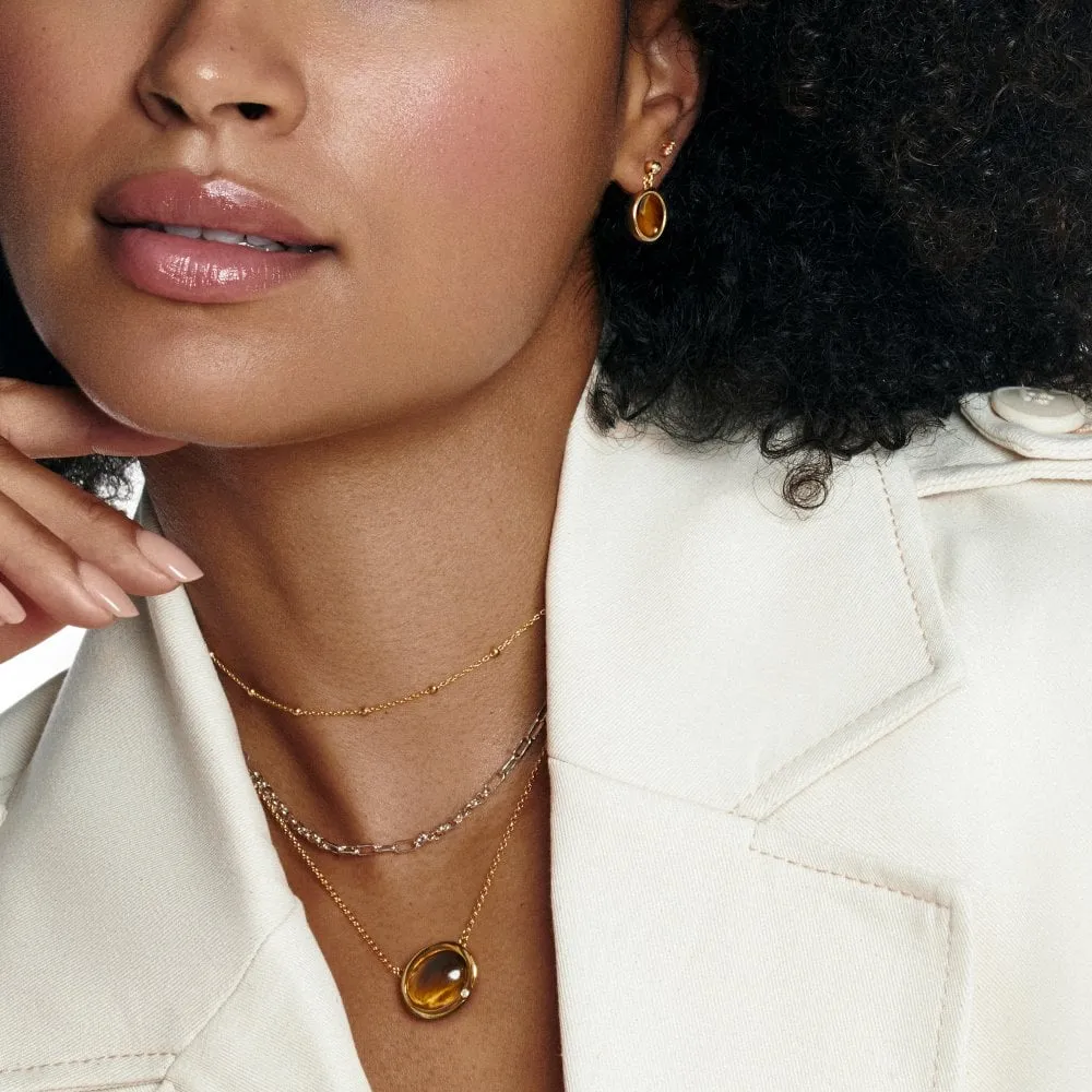 Hot Diamonds Jewellery Hot Diamonds Gold Plated Sterling Silver Tigers Eye Oval Earrings