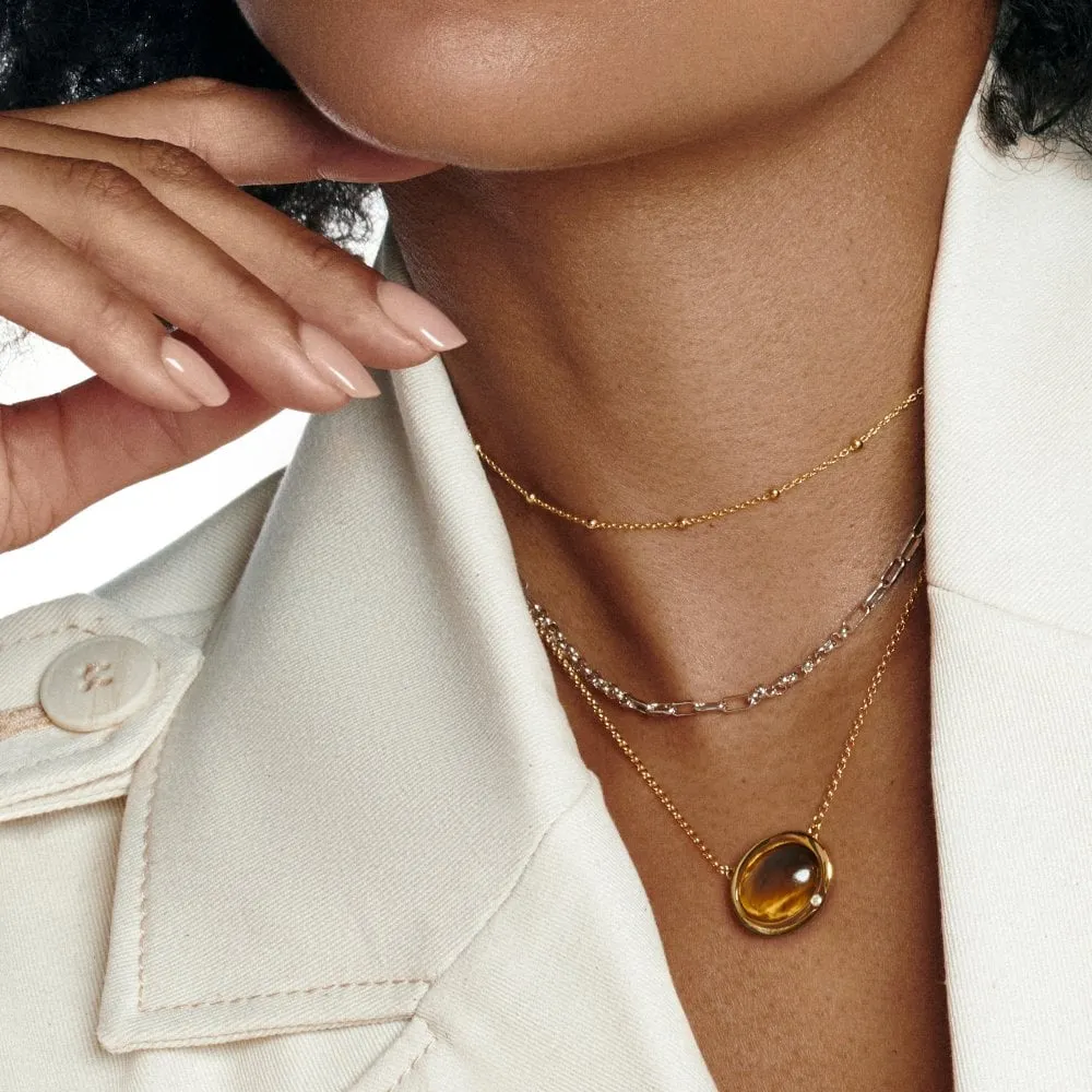 Hot Diamonds Jewellery Hot Diamonds Gold Plated Sterling Silver Tigers Eye Oval Necklace
