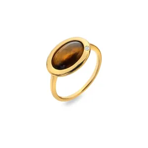 Hot Diamonds Jewellery Hot Diamonds Gold Plated Sterling Silver Tigers Eye Ring