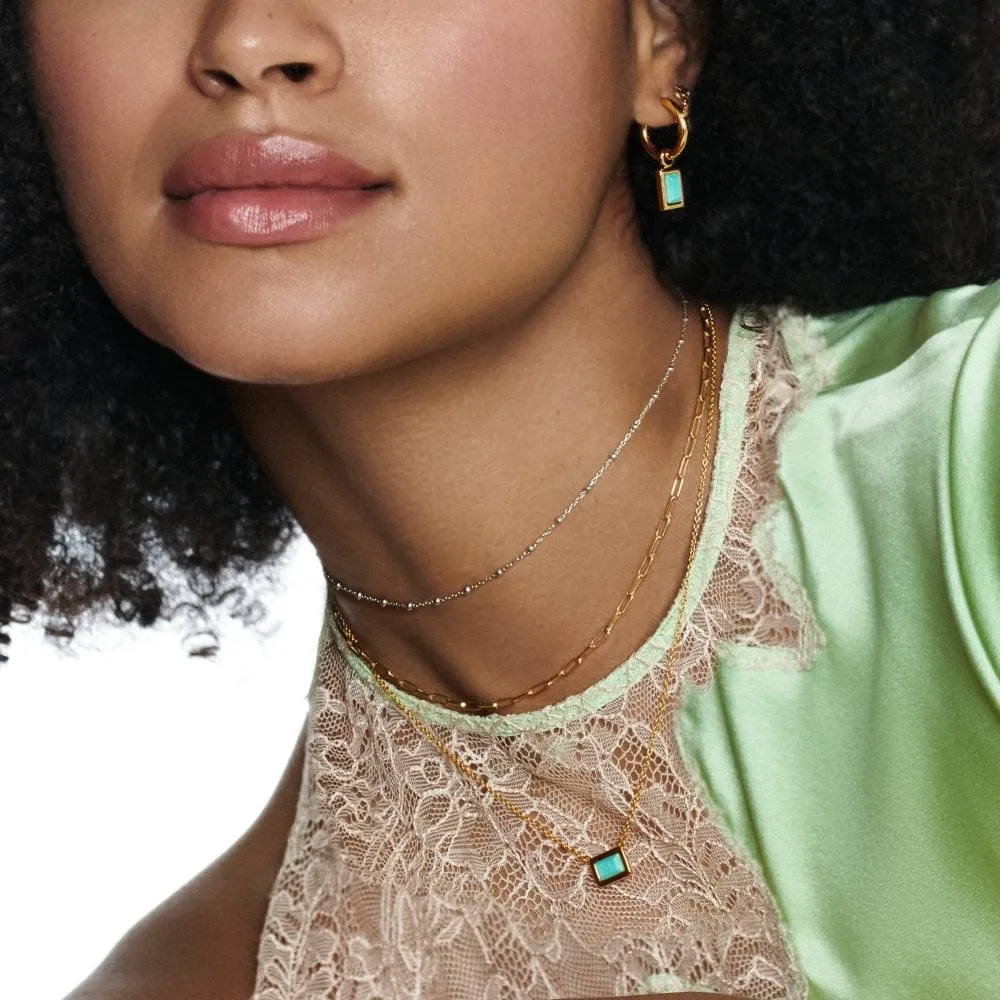 Hot Diamonds Jewellery Hot Diamonds Gold Plated Sterling Silver Turquoise Rectangle Necklace