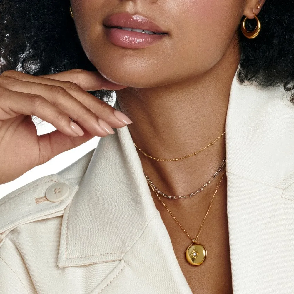 Hot Diamonds Jewellery Hot Diamonds Gold Plated Sterling Silver White Topaz Starburst Locket Necklace
