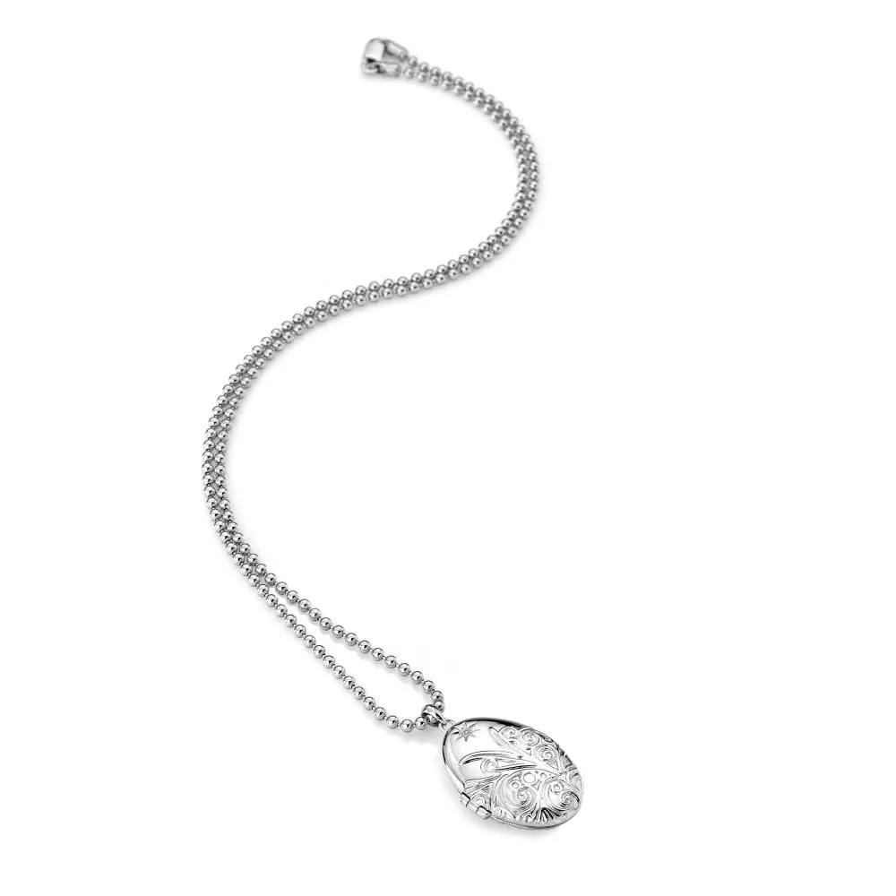 Hot Diamonds Jewellery Hot Diamonds Memories Sterling Silver Engraved Oval Locket