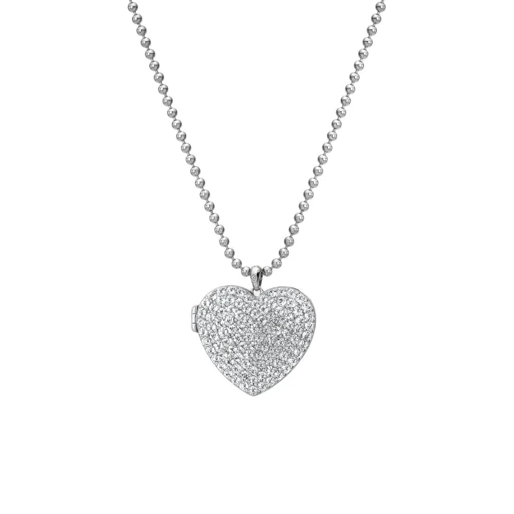 Hot Diamonds Jewellery Hot Diamonds Memories Sterling Silver White Topaz Heart Locket D