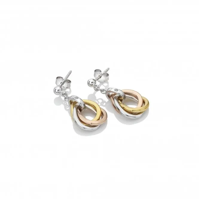Hot Diamonds Jewellery Hot Diamonds Rose And Yellow Gold Plated Sterling Silver Trio Teardrop Earrings