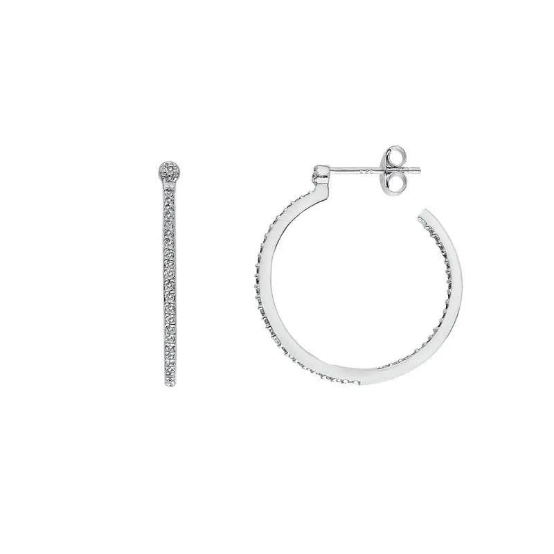 Hot Diamonds Jewellery Hot Diamonds Sterling Silver White Topaz Hoop Earrings