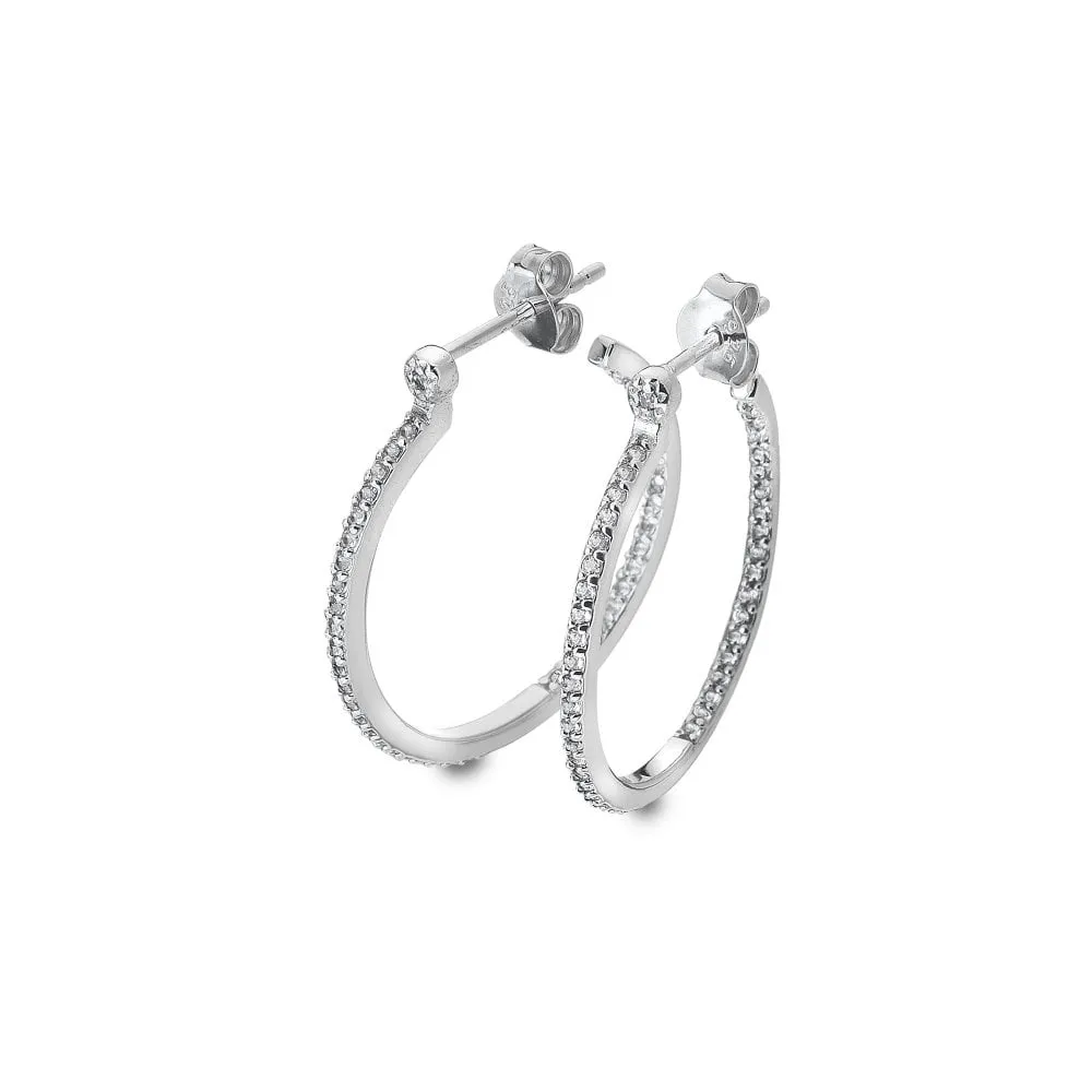Hot Diamonds Jewellery Hot Diamonds Sterling Silver White Topaz Hoop Earrings